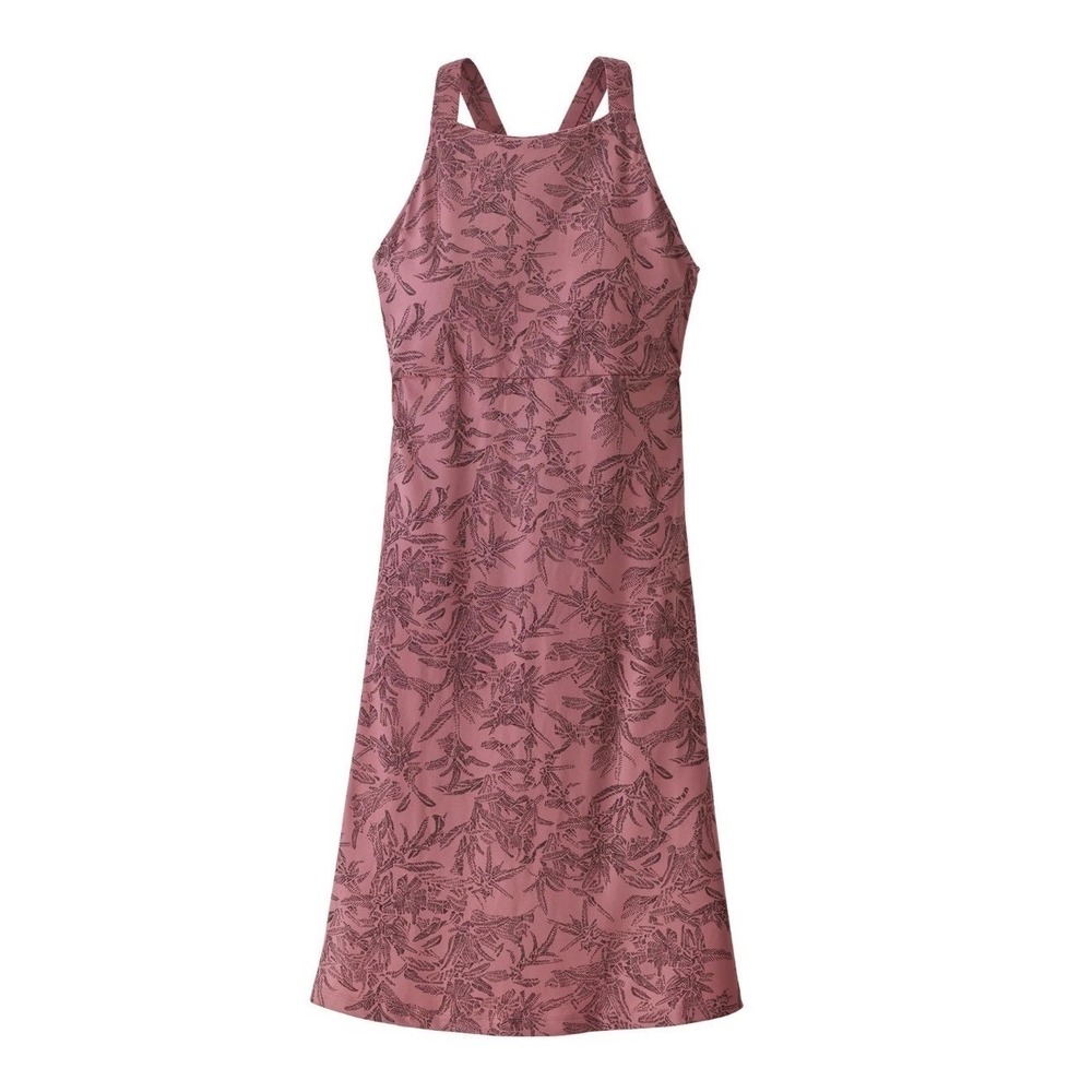 Patagonia Amber Dawn Dress Pink Botanical Fern Print Active Travel Mini Small